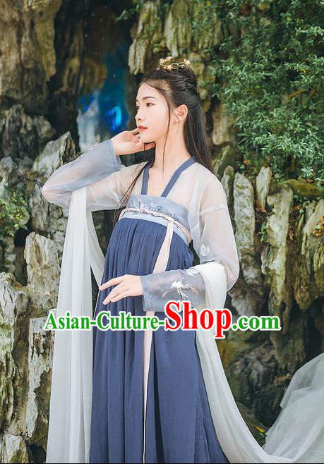 Traditional Chinese Tang Dynasty Palace Princess Costume Complete Set, Elegant Hanfu Clothing Embroidered Cardigan and Dress, Chinese Ancient Princess Clothing for Women