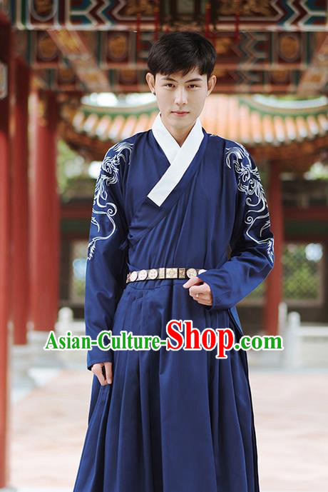 Traditional Chinese Ming Dynasty Imperial Guards Embroidery Costume, Elegant Hanfu Flying Fish Clothing Chinese Ancient Swordsman Dress for Men