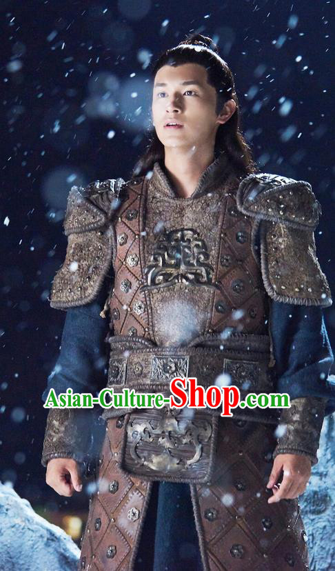 Traditional Ancient Chinese General Armour Costume, The Legend of the Condor Heroes Chinese Song Dynasty Hero Warrior Corselet Clothing for Men