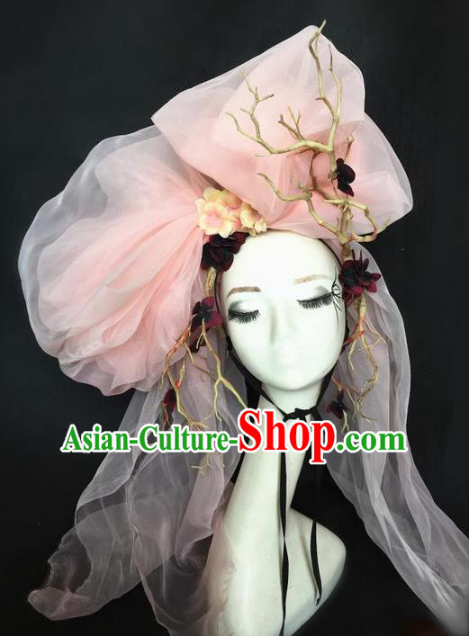 Top Grade Chinese Theatrical Headdress Ornamental Exaggerated Modelling Hair Accessories, Halloween Fancy Ball Ceremonial Occasions Handmade Headwear for Women