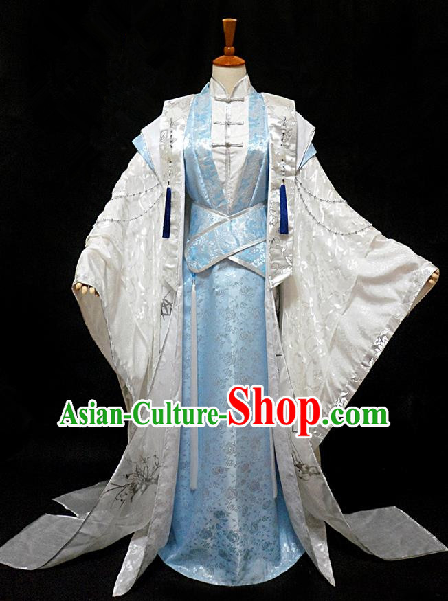 Traditional Ancient Chinese Nobility Childe Costume Complete Set, Chinese Han Dynasty Royal Highness Robes Hanfu Clothing for Men