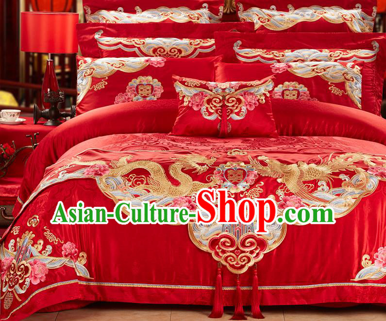  Red Sheet Wedding Bed Set - China Traditional Comforter Asian  Style Bedding Sets Chinese with Dragon Phoenix Pattern 6 Pieces, Quilt  Cover 220 240 cm, quilt cover 220 x 240 cm : Home & Kitchen