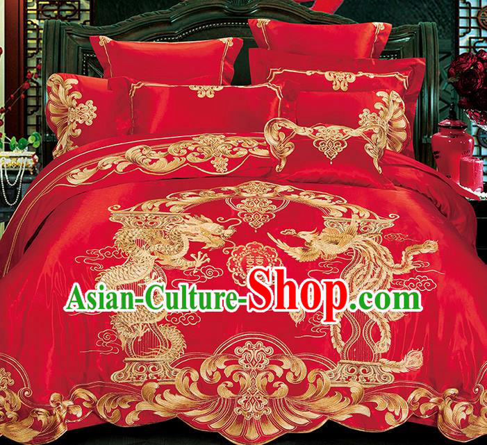 Traditional Asian Chinese Wedding Palace Qulit Cover Bedding Sheet