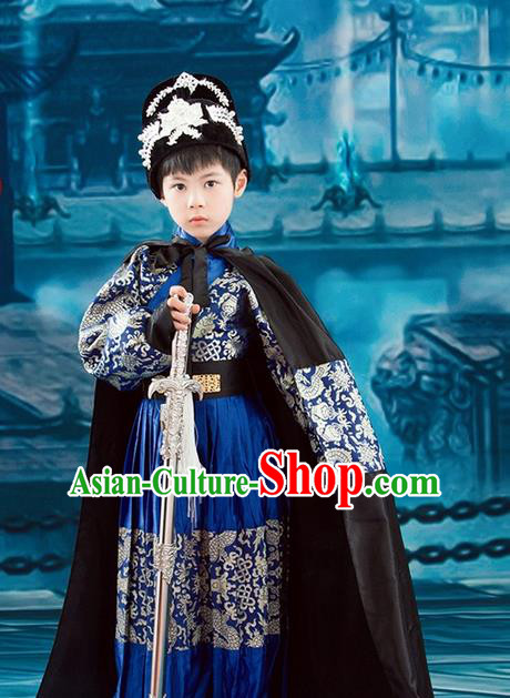 Traditional Ancient Chinese Imperial Bodyguard Embroidery Costume, Children Elegant Hanfu Clothing Ming Dynasty Constable Robes Clothing for Kids