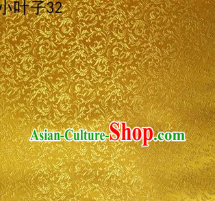 Asian Chinese Traditional Embroidered Wheat Flowers Golden Silk Fabric, Top Grade Arhat Bed Brocade Tang Suit Hanfu Dress Fabric Cheongsam Cloth Material