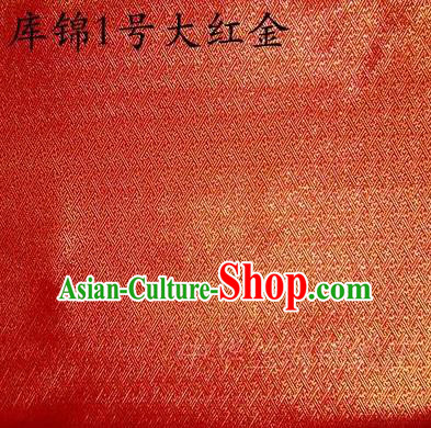 Asian Chinese Traditional Jacquard Weave Red Golden Xiuhe Suit Satin Silk Fabric, Top Grade Brocade Tang Suit Hanfu Dress Fabric Cheongsam Cloth Material