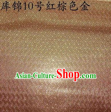 Asian Chinese Traditional Jacquard Weave Golden Brown Xiuhe Suit Satin Silk Fabric, Top Grade Brocade Tang Suit Hanfu Dress Fabric Cheongsam Cloth Material