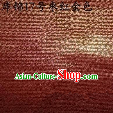 Asian Chinese Traditional Jacquard Weave Golden Red Xiuhe Suit Satin Silk Fabric, Top Grade Brocade Tang Suit Hanfu Dress Fabric Cheongsam Cloth Material