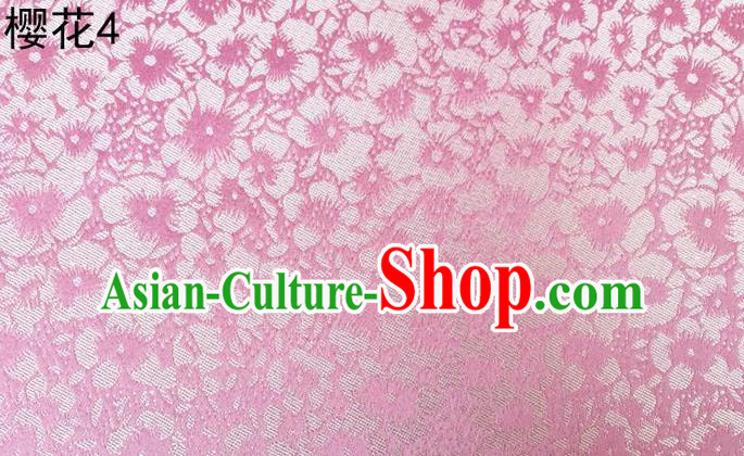 Traditional Asian Chinese Handmade Embroidery Oriental Cherry Satin Pink Silk Fabric, Top Grade Nanjing Brocade Tang Suit Hanfu Clothing Fabric Cheongsam Cloth Material