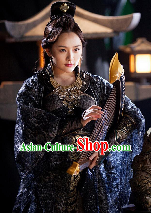Asian Chinese Traditional Ming Dynasty Imperial Consort Costume and Headpiece Complete Set, China Ancient Elegant Hanfu Clothing Palace Lady Embroidered Dance Dress