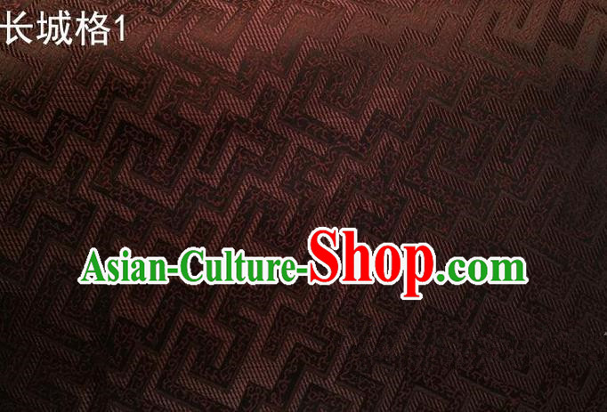 Traditional Asian Chinese Handmade Jacquard Weave Satin Tang Suit Brown Silk Fabric, Top Grade Nanjing Brocade Ancient Costume Hanfu Clothing Fabric Cheongsam Cloth Material