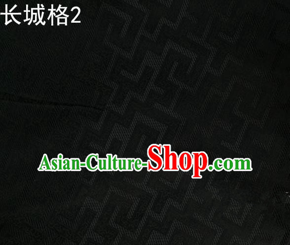 Traditional Asian Chinese Handmade Jacquard Weave Satin Tang Suit Black Silk Fabric, Top Grade Nanjing Brocade Ancient Costume Hanfu Clothing Fabric Cheongsam Cloth Material