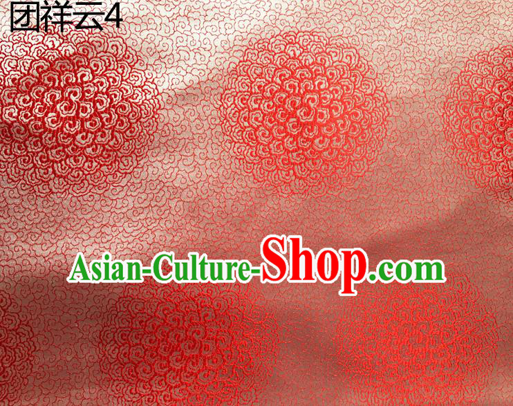 Traditional Asian Chinese Handmade Embroidery Round Auspicious Clouds Silk Satin Tang Suit Pink Mongolian Robe Fabric, Nanjing Brocade Ancient Costume Hanfu Cheongsam Cloth Material