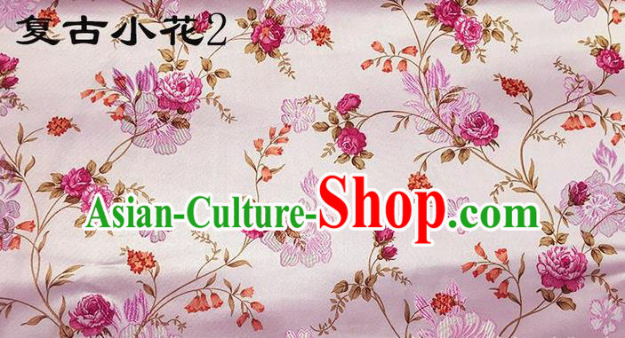 Traditional Asian Chinese Handmade Embroidery Roses Flowers Silk Satin Tang Suit Xiuhe Suit Pink Fabric, Nanjing Brocade Ancient Costume Hanfu Cheongsam Cloth Material
