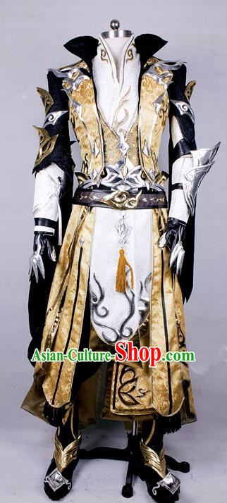 Asian Chinese Traditional Cospaly Costume Customization Swordsman Costume Complete Set, China Elegant Hanfu Royal Highness Embroidery Clothing for Men