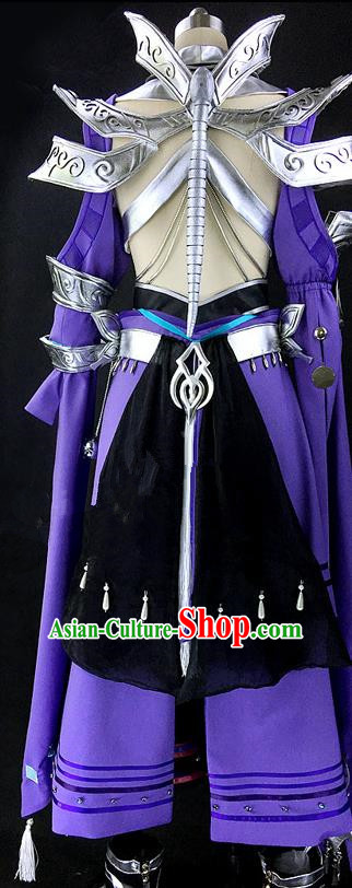 Asian Chinese Traditional Cospaly Costume Customization Ancient Young Men Costume Complete Set, China Elegant Hanfu Swordsman Warrior Clothing for Men