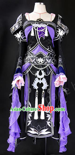 Asian Chinese Traditional Cospaly Costume Customization Ancient Female General Warrior Costume Complete Set, China Elegant Hanfu Swordsman Clothing for Women