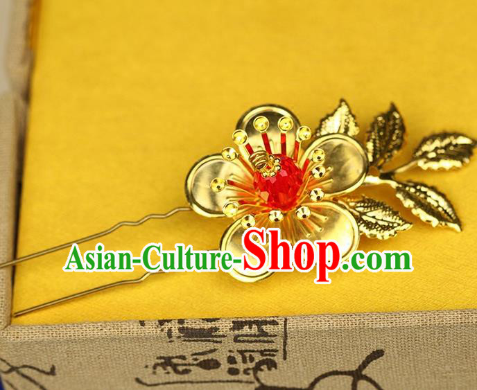 Chinese Ancient Style Hair Jewelry Accessories Wedding Golden Flower Hair Stick, Hanfu Xiuhe Suits Step Shake Bride Handmade Hairpins for Women