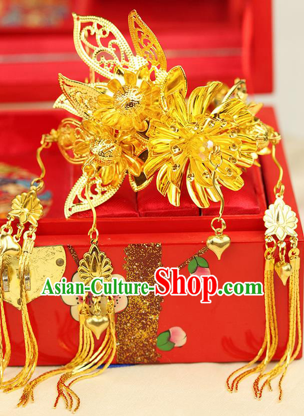 Chinese Ancient Style Hair Jewelry Accessories Hairpins xiuhe Suit Headwear Headdress Hair Fascinators for Women