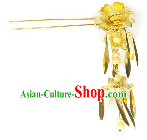Chinese Ancient Style Hair Jewelry Accessories Wedding Flower Tassel Hairpins, Hanfu Xiuhe Suits Step Shake Bride Handmade Hair Stick for Women