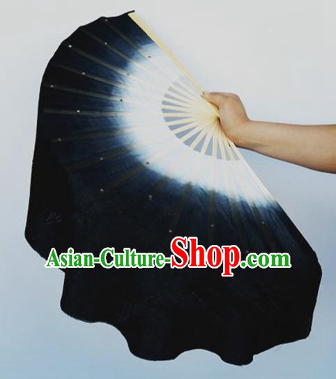 Black Pure Silk Traditional Chinese Fans Oriental Colorful Fan Folk Dance Dance Cultural Hand Fan