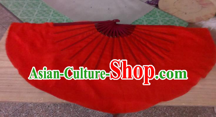 Pure Silk Traditional Chinese Fans Oriental Red Ribbon Fan Folk Dance Cultural Yangko Dance Hand Fan