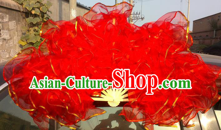 Pure Silk Traditional Chinese Fans Oriental Red Maple Leaf Fan Folk Dance Cultural Yangko Dance Hand Fan