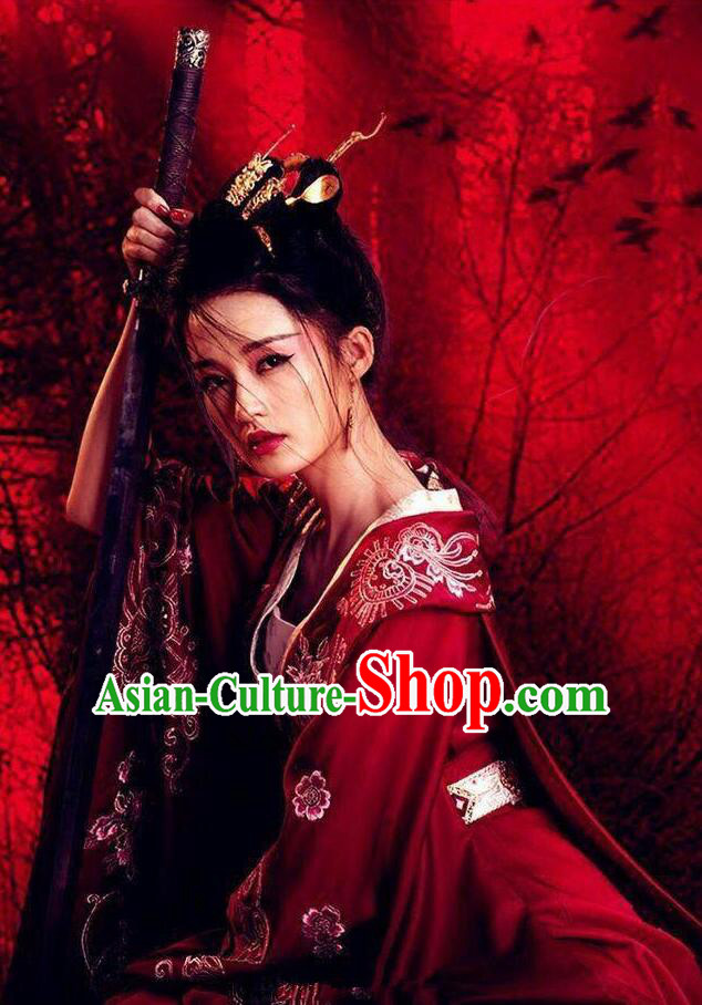 Asian Chinese Traditional Ancient Imperial Princess Wedding Costume and Headpiece Complete Set, Princess Agents China Northern and Southern Dynasties Bride Embroidered Dress for Women