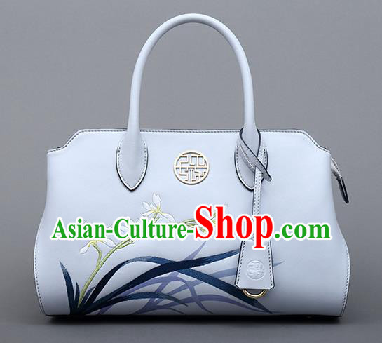 Traditional Handmade Asian Chinese Element Clutch Bags Shoulder Bag National Embroidered Orchids Handbag for Women