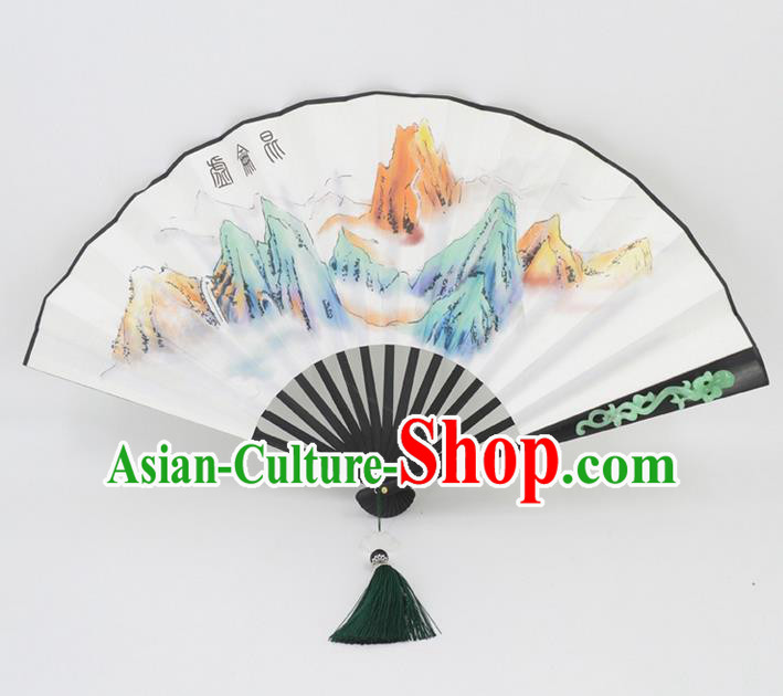 Traditional Chinese Crafts Landscape Painting Folding Fan China Fan Imperial Consort Fans for Women
