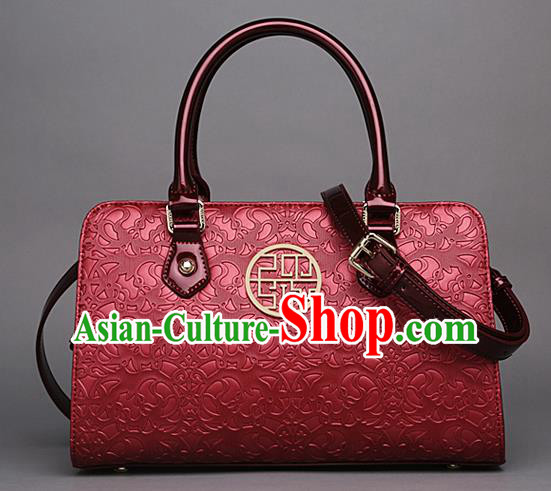 Traditional Handmade Asian Chinese Element Knurling Clutch Bags Shoulder Bag National Red Handbag for Women