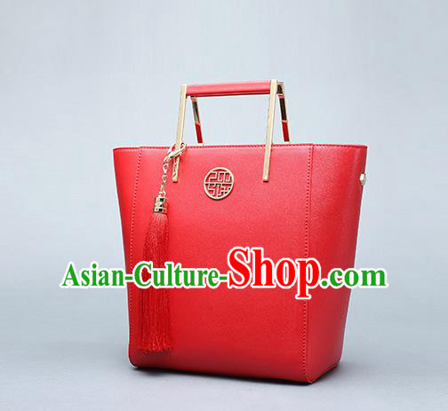Traditional Handmade Asian Chinese Element Clutch Bags Shoulder Bag National Wedding Red Handbag for Women