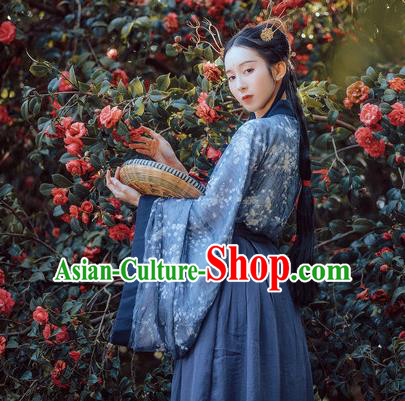 Traditional Ancient Chinese Costume Slant Opening Ru Skirt, Elegant Hanfu Clothing Chinese Jin Dynasty Imperial Princess Wide Sleeve Robe Clothing for Women