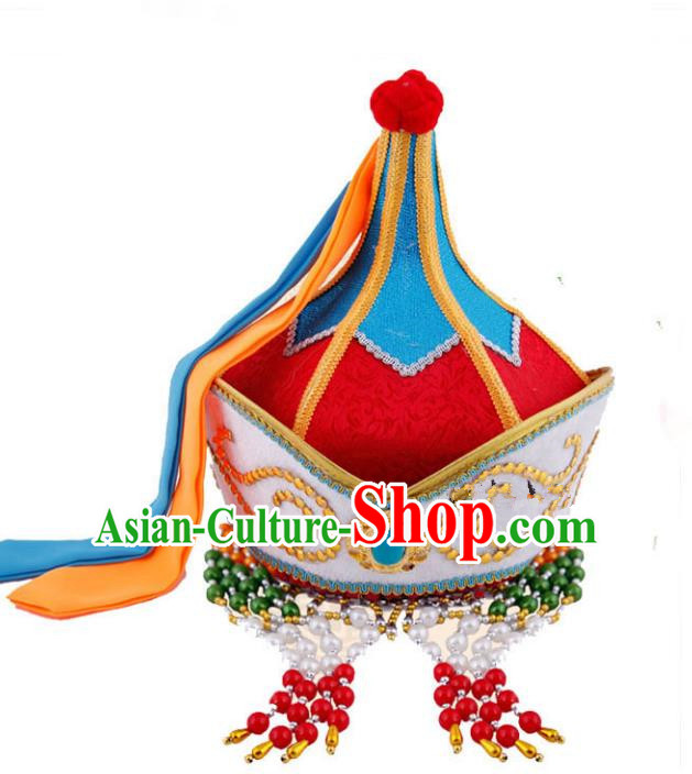 Traditional Handmade Chinese Mongol Nationality Handmade Princess Hat, China Mongols Mongolian Minority Nationality Headwear for Women