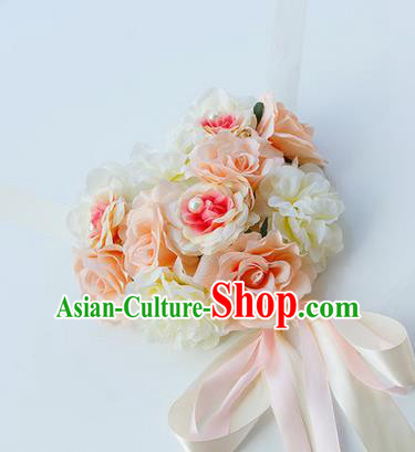 Top Grade Wedding Accessories Decoration, China Style Wedding Car Bowknot Champagne Rose Flowers Ribbon Garlands Ornaments