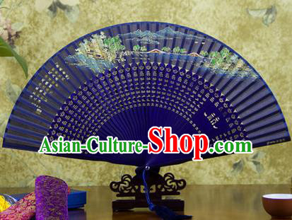 Traditional Chinese Handmade Crafts Folding Fan, China Sensu Painting Hangzhou West Lake Spring View Silk Fan Hanfu Fans for Women