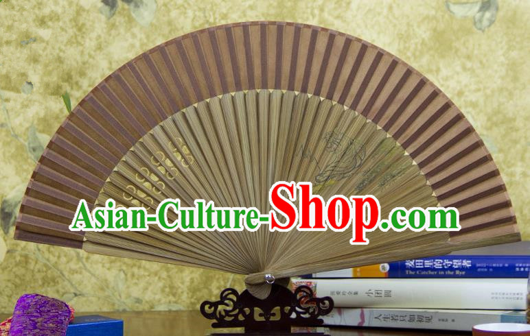 Traditional Chinese Handmade Crafts Hand Painting Tiger Folding Fan, China Classical Brown Sensu Silk Fan Hanfu Fans for Women