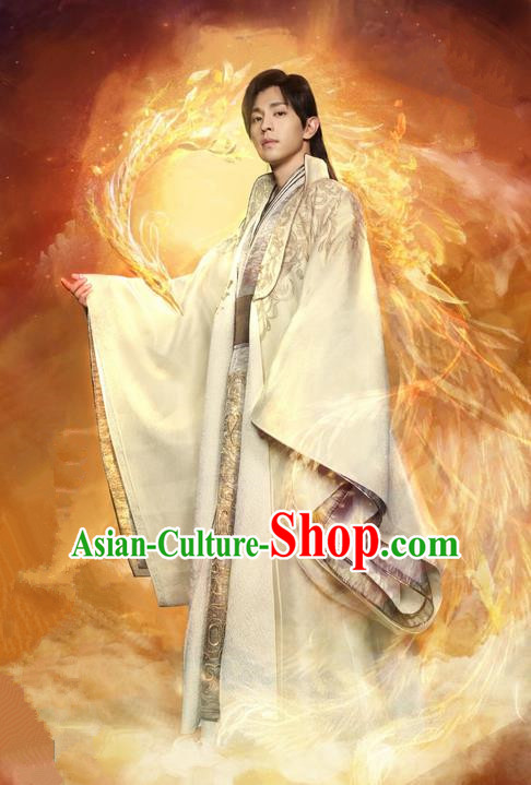 Traditional Ancient Chinese Imperial Prince Robe Clothing, Chinese Ancient Han Dynasty Nobility Childe Embroidered Costume and Headpiece Complete Set for Men