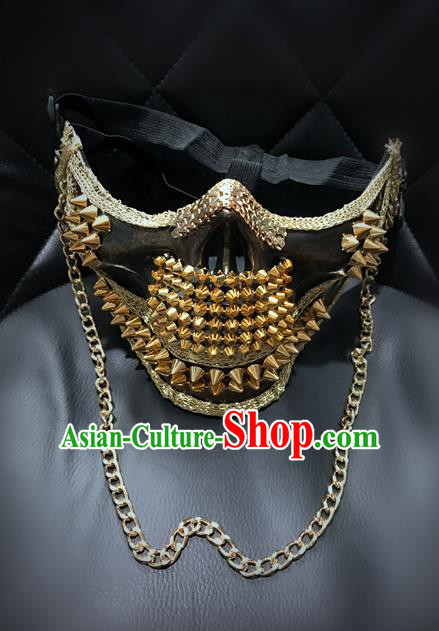 Top Grade Halloween Masquerade Ceremonial Occasions Handmade Model Show Gothic Rivet Mask for Men