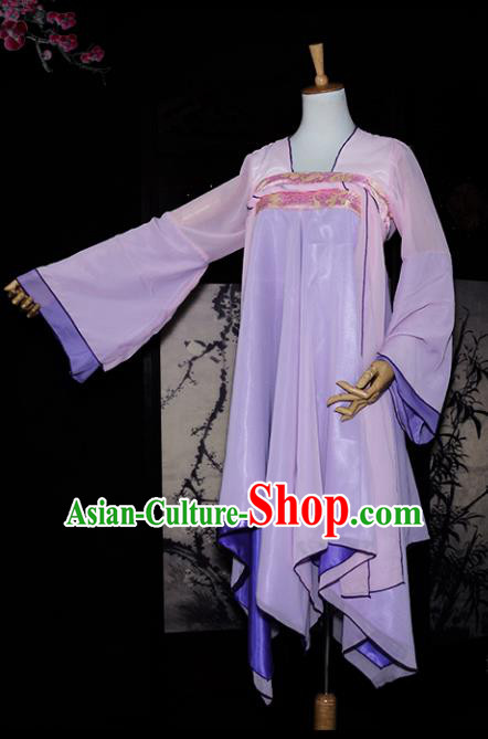 Chinese Ancient Cosplay Tang Dynasty Dunhuang Flying Apsaras Dance Purple Dress, Chinese Traditional Hanfu Clothing Chinese Fairy Costume for Women