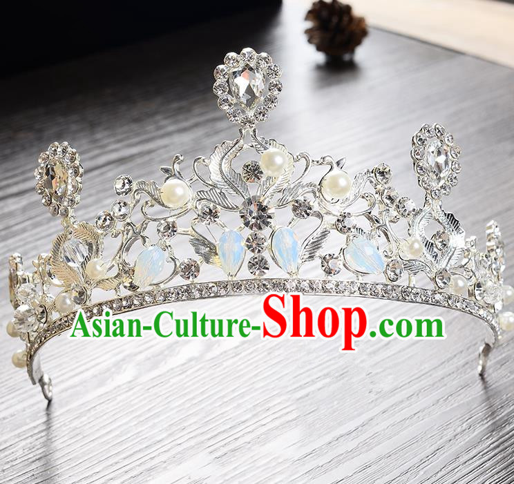 Top Grade Handmade Chinese Classical Hair Accessories Baroque Style Headband Opal Princess Royal Crown, Hair Sticks Hair Jewellery Hair Clasp for Women