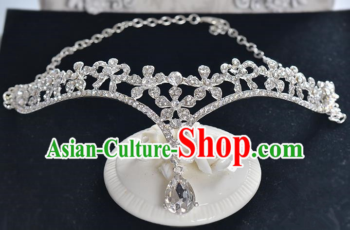 Top Grade Handmade Chinese Classical Hair Accessories Baroque Style Crystal Frontlet Princess Royal Crown, Hair Sticks Hair Jewellery Hair Clasp for Women