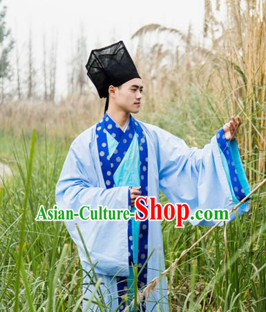 Traditional Chinese Han Dynasty Nobility Childe Hanfu Costume Long Robe, China Ancient Scholar Clothing for Men