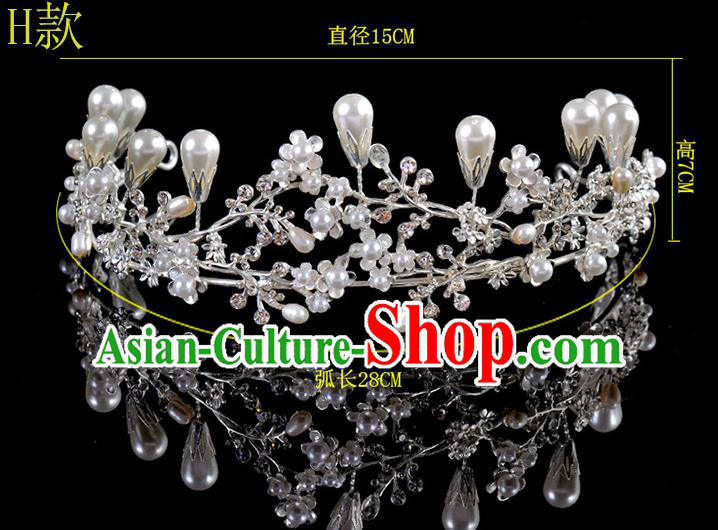 Top Grade Handmade Chinese Classical Hair Accessories Baroque Style Pearls Princess Wedding Royal Crown, Bride Hair Sticks Hair Jewellery Hair Coronet for Women
