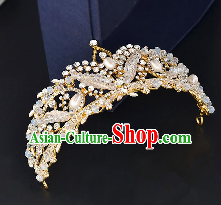 Top Grade Handmade Hair Accessories Baroque Style Wedding Crystal Pink Pearls Royal Crown, Bride Princess Hair Kether Jewellery Hair Clasp for Women