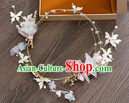 Top Grade Handmade Chinese Classical Hair Accessories Princess Wedding Butterfly Flowers Hair Clasp Headband Bride Headwear for Women