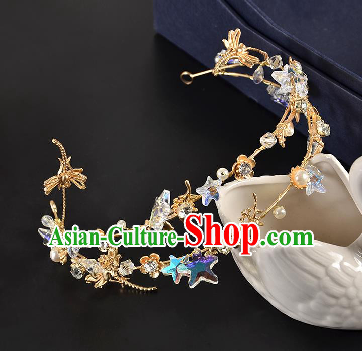 Top Grade Handmade Hair Accessories Baroque Style Wedding Crystal Star Dragonfly Royal Crown, Bride Princess Hair Kether Jewellery Imperial Crown for Women