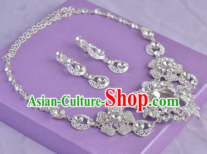 Top Grade Handmade Chinese Classical Jewelry Accessories Queen Wedding Crystal Flowers Royal Earrings and Necklace Bride Ornaments for Women