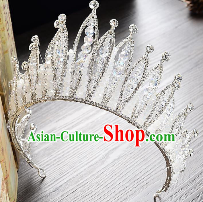 Top Grade Handmade Hair Accessories Baroque Style Palace Princess Wedding Crystal Beads Vintage Round Royal Crown, Bride Hair Kether Jewellery Imperial Crown for Women