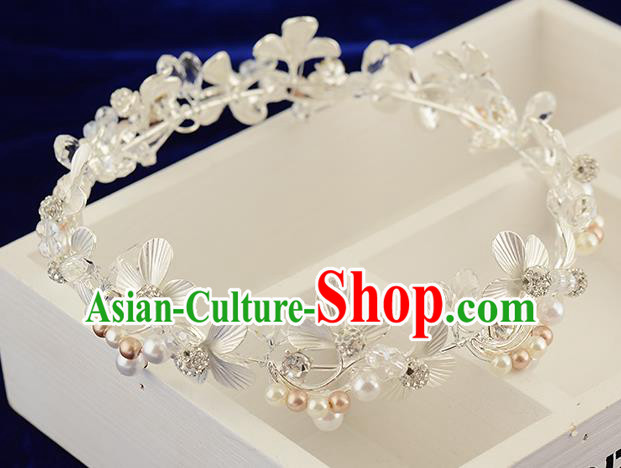 Top Grade Handmade Hair Accessories Baroque Style Wedding White Pearls Royal Crown, Bride Princess Hair Kether Jewellery Round Imperial Crown for Women
